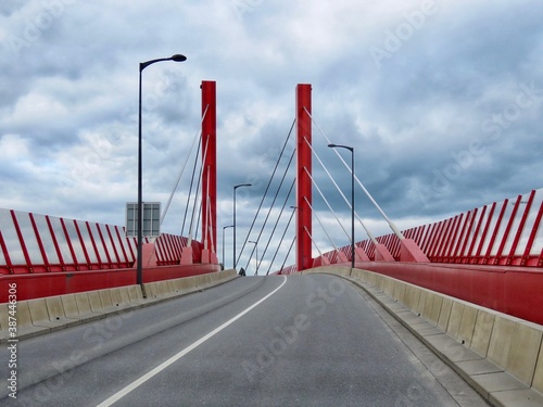 Red bridge in Mersch photo