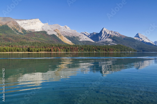 Maligne Lake on a Clear Autumn Day