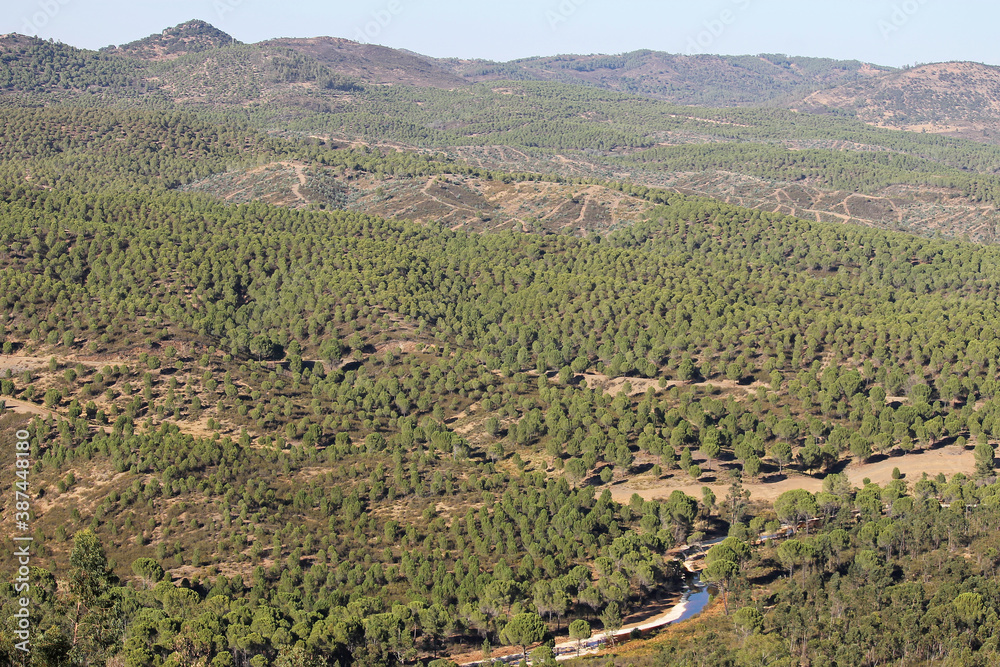 A view of the mountainous area in the north of the province of Huelva, near the mines of Riotinto