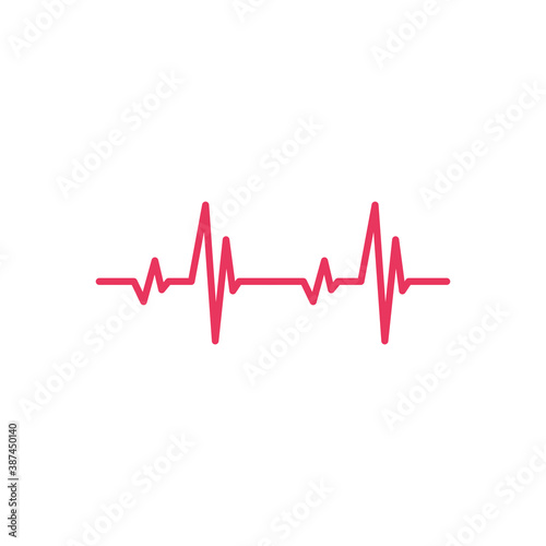 Heartbeat, medical line red isolated on white background EPS Vector