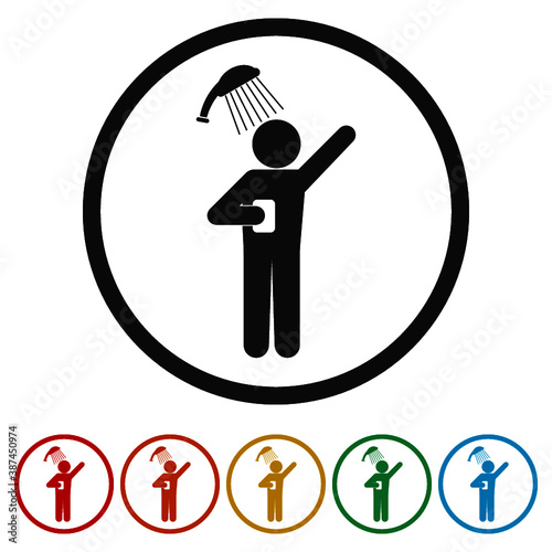 Shower ring icon, color set