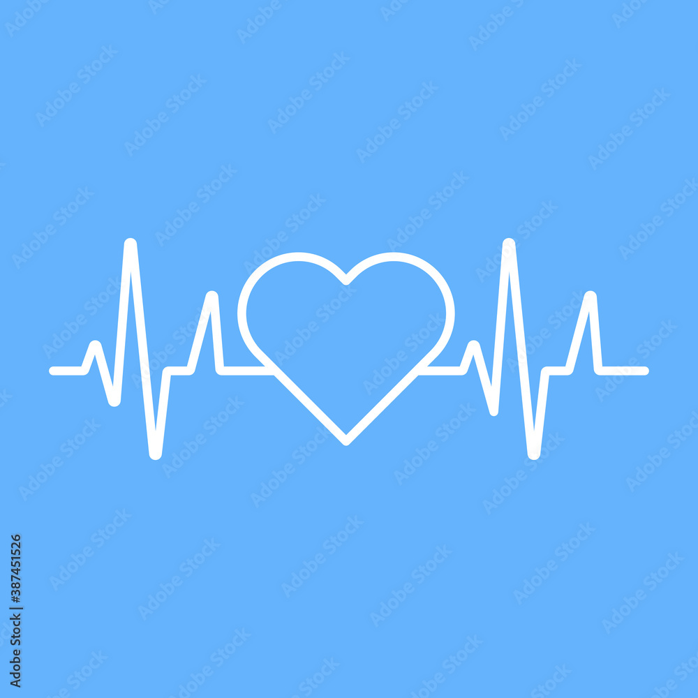 White heartbeat line, medical line isolated on blue background. Can be used for many purposes, website, app UI, editable EPS Vector White heartbeat line, medical line isolated on blue background. Can be used for many purposes, website, app UI, editable EPS Vector