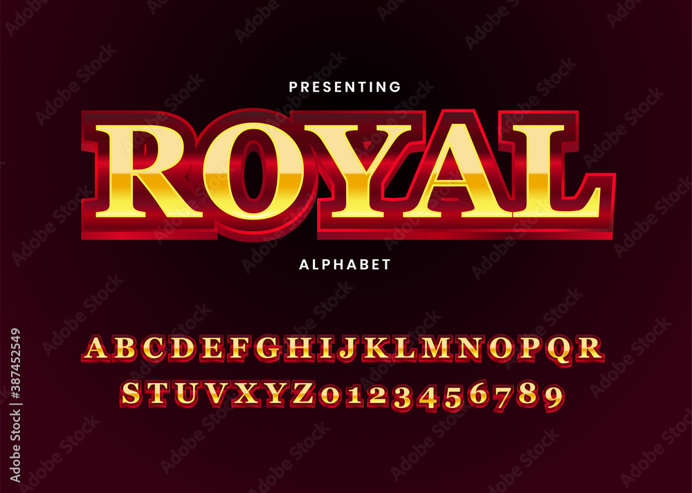 Set of Elegant Gold Metal Chrome Uppercase Alphabet Font. Typography classic style golden font set for logo, Poster, Invitation