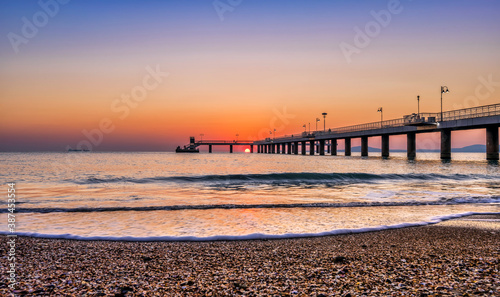 sunrise at the pier and the beach