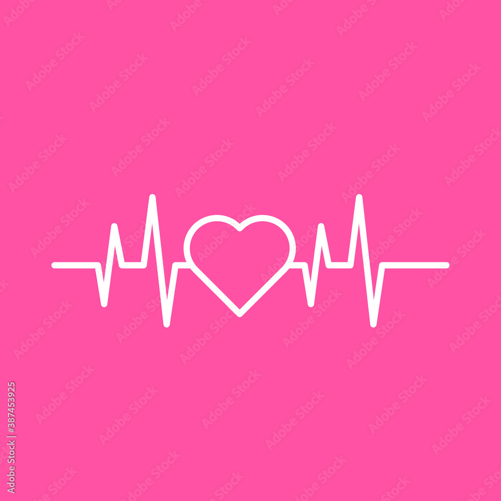 Art design, health medical heartbeat, pulse vector isolated on pink background, editable EPS Vector