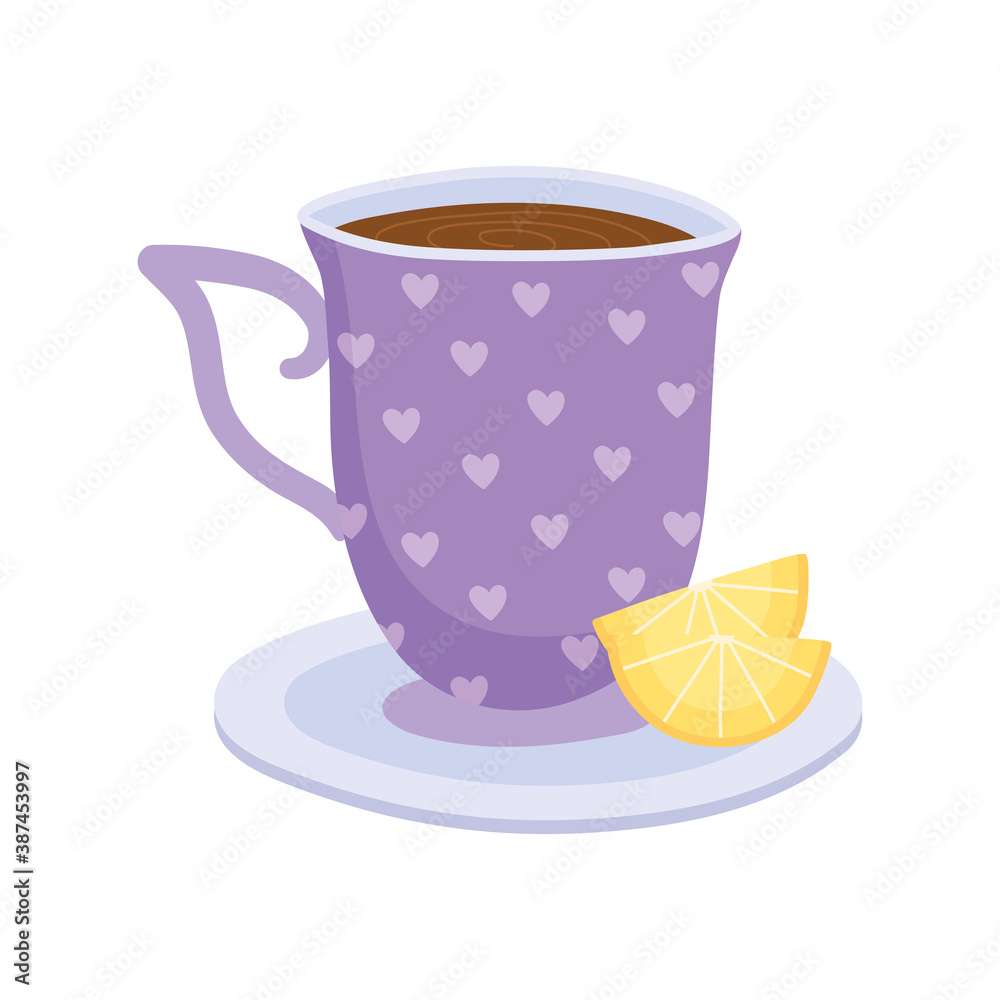 tea, teacup with slice lime on dish beverage isolated design tea, teacup with slice lime on dish beverage isolated design