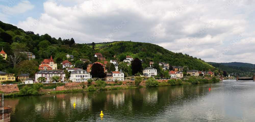 Scenic view of river Neckar and Heidelberg