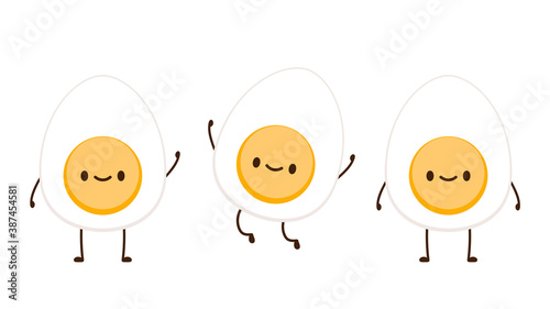 Egg character design. egg vector on white background. boiled egg vector. boiled egg character.