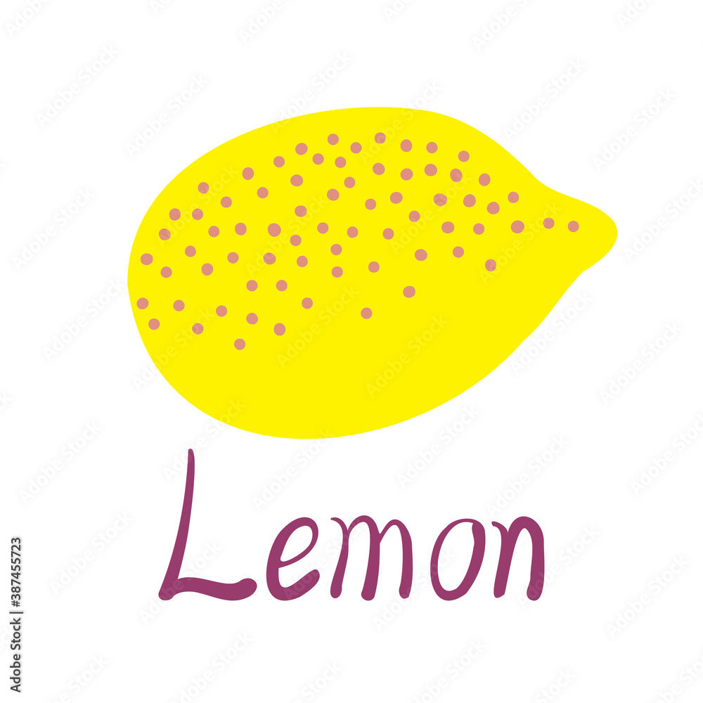 Colorful isolated vector design of abstract fruit silhouette of bright yellow lemon