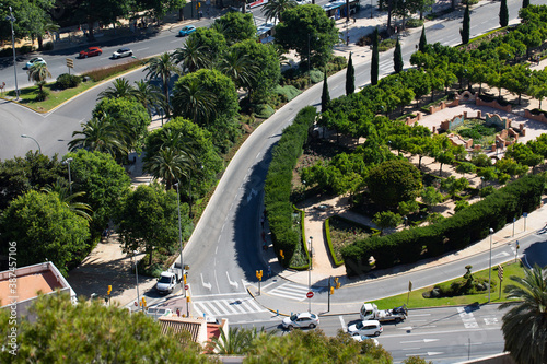 View from the mountain road and the park, in the city of Malaga, Spain