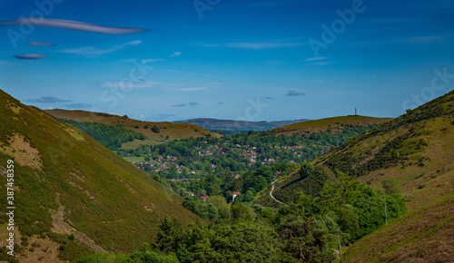 View of Church Stretton from Long Mynd in Shropshire Hills