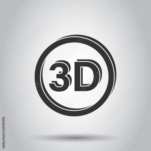 3d text icon in flat style. Word vector illustration on white isolated background. Stereoscopic technology business concept.
