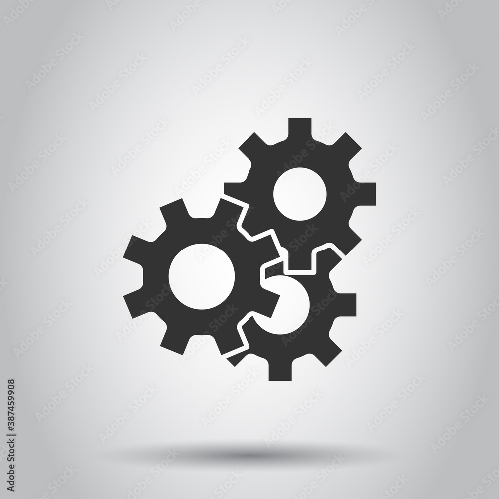 Gear vector icon in flat style. Cog wheel illustration on white isolated background. Gearwheel cogwheel business concept. Gear vector icon in flat style. Cog wheel illustration on white isolated background. Gearwheel cogwheel business concept.