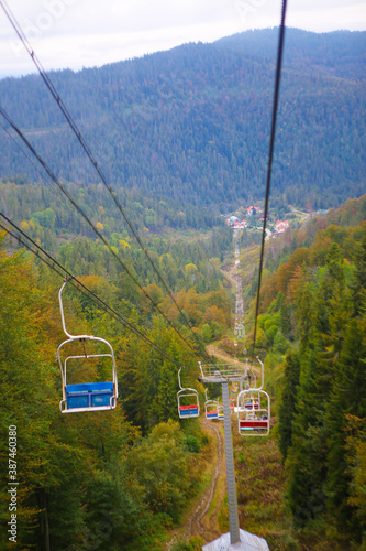 cable car on the Carpathians mountain