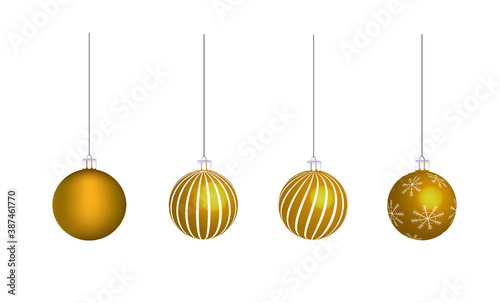 Golden christmas balls. vector illustration