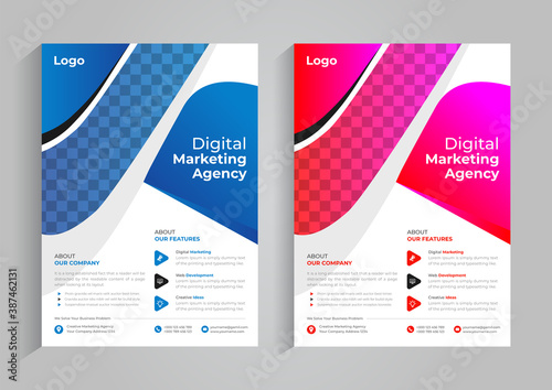 Corporate business flyer design template in A4 with gradient