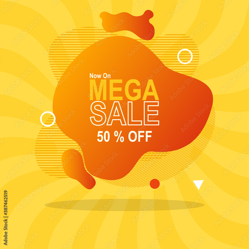 illustration of a background with orange gradient color for mega sale poster promotion