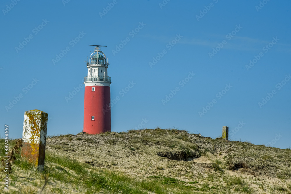 Lighthouse 'Eierland' near the Cocksdorp in the north of the Wadden Island Texel, Holland.