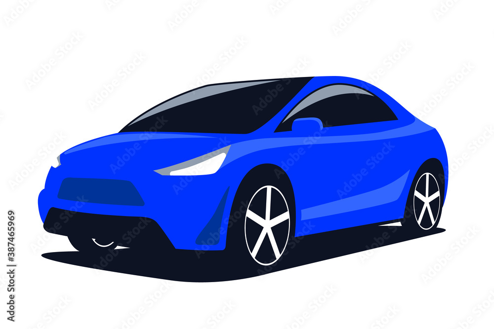 Blue car modern SUV isolated on a white background. Vector illustration.