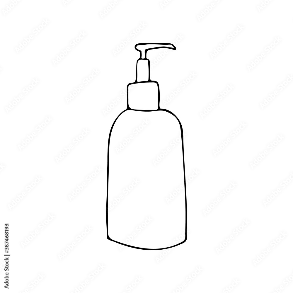 custom made wallpaper toronto digitalDoodle cosmetology product container. Hand drawn liquid soap container in vector. Doodle liquid soap icon in vector