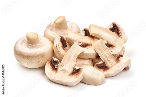 Fresh Champignon mushrooms, isolated on white background