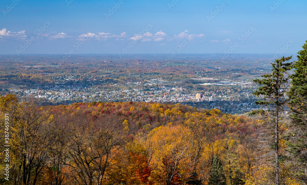Panorama of the cityscape of Uniontown from Dunbar's Knob in nearby Jumonville