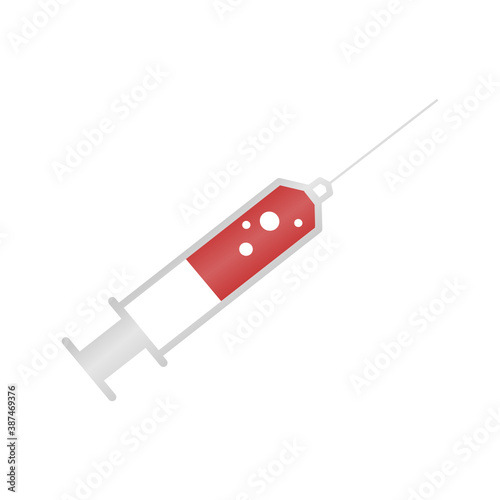 Medical syringe, hypodermic needle, Inject needle concept of vaccination, injection. Trendy flat style. vector illustration. Drug dose business concept. Symbol web site design, logo, app, UI.