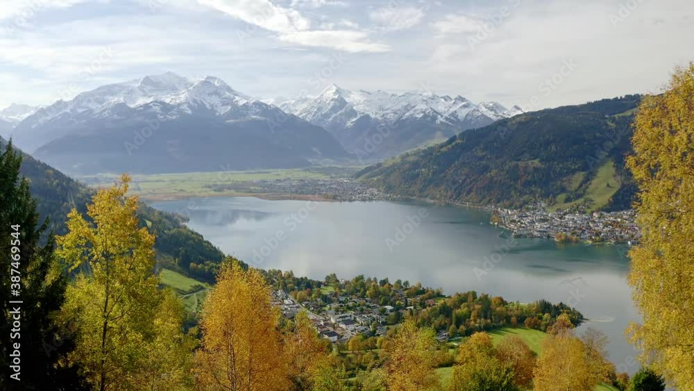 Aerial view from the autumnal Zell am See, Austria Aerial view from the autumnal Zell am See, Austria
