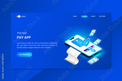 App Pay Online Isometric Concept Landing Page