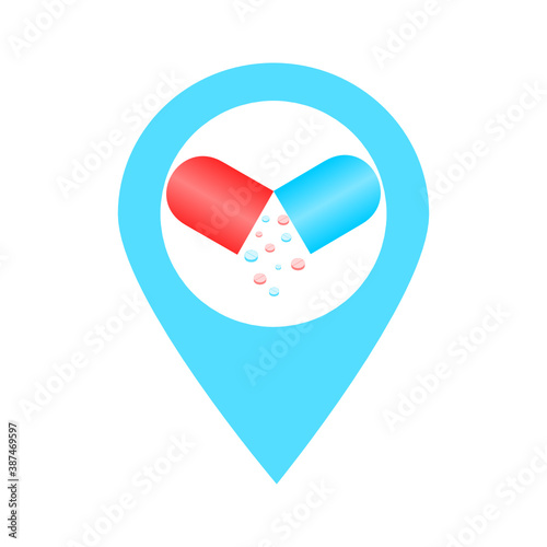 Medicine location map pin icon. Element of map point for mobile concept and web apps. Icon for website design and development, app development. Premium hospital, clinic, pharmacy icon sign