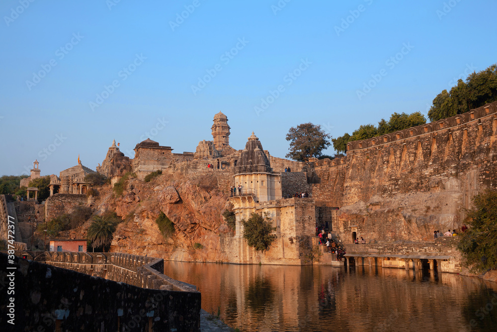 Gaumukh Reservoir in Chittor Fort in Chittorgarh, Rajasthan state of India. Beginning in the 7th century, the fort was capital of Mewar Kingdom