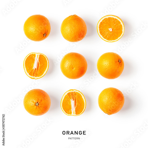 Orange citrus fruits collection and creative pattern