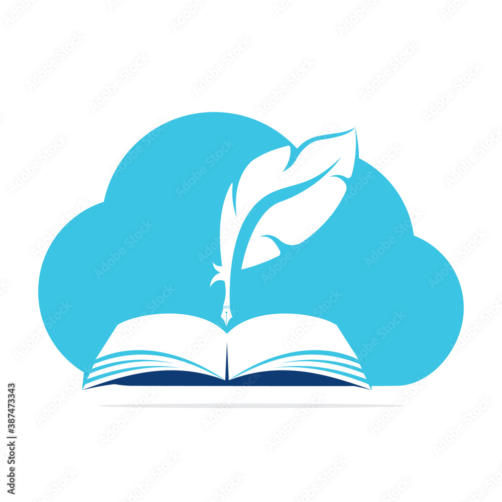 Judicial Cloud Quill Writing On Open Book. Judgment Certificate Or Police Document Vector. Cloud Education Book Quill Vector Template Design. Judicial Cloud Quill Writing On Open Book. Judgment Certificate Or Police Document Vector. Cloud Education Book Quill Vector Template Design.