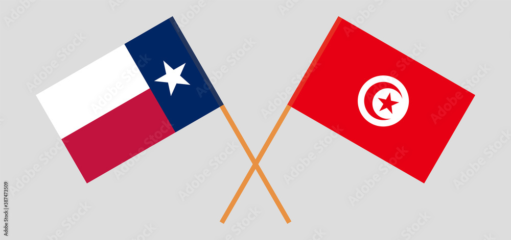 Crossed flags of Tunisia and the State of Texas Crossed flags of Tunisia and the State of Texas
