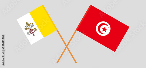 Crossed flags of Tunisia and Vatican
