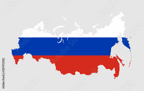 Russia vector map with flag 