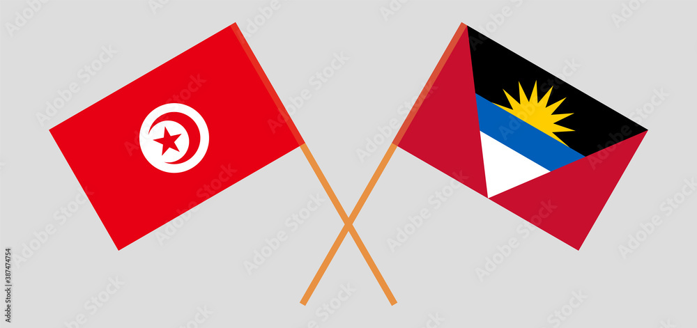 Crossed flags of Tunisia and Antigua and Barbuda Crossed flags of Tunisia and Antigua and Barbuda