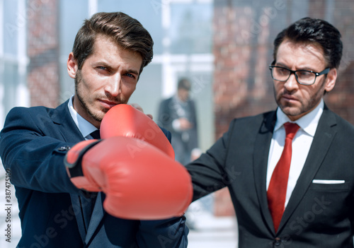 lawyer in Boxing gloves and his supervisor