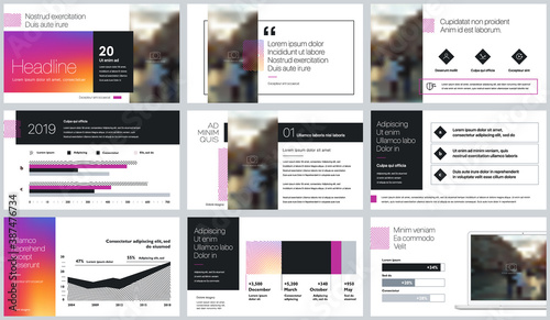 Geometric Presentation Element Templates. Vector infographics. For use in Presentation, Flyer and Leaflet, SEO, Marketing, Webinar Landing Page Template, Website Design, Banner.