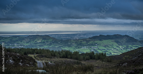 The beautiful scenery of beautiful landscape from the top of Slieve Gullion Forest Park. Photo was taken in Co Armagh  Northern Ireland.