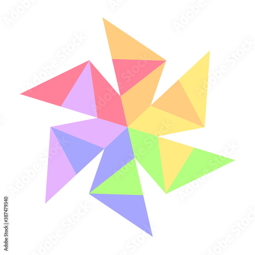 abstract geometric rainbow six sided polygon