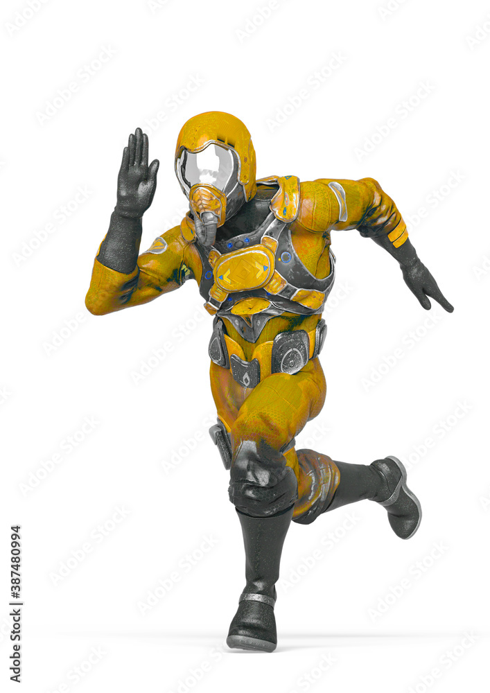 battle pilot is running fast in white background battle pilot is running fast in white background