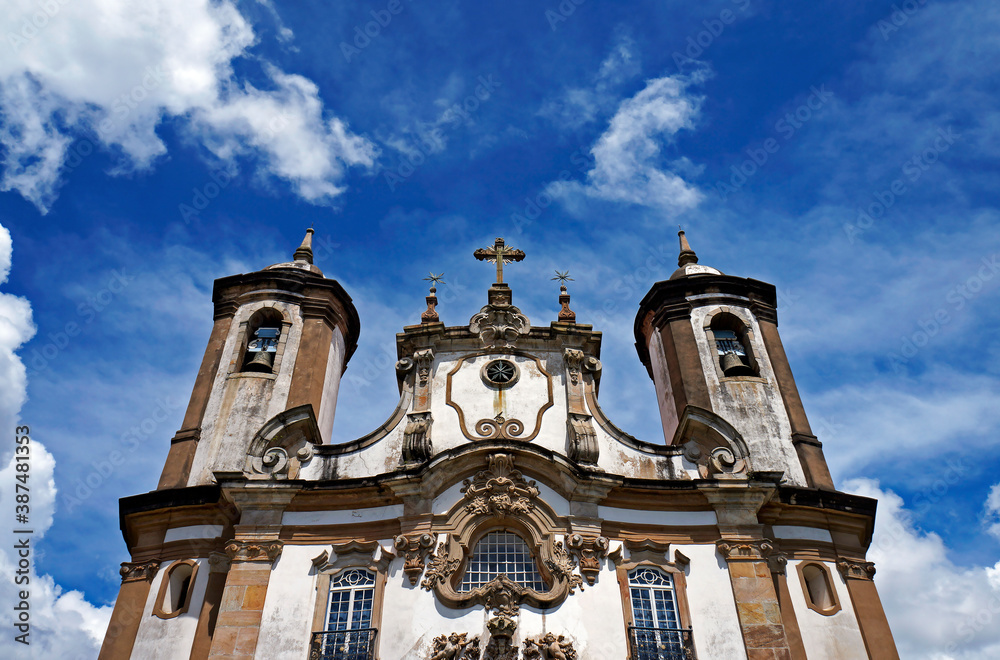 Baroque church in historical city of Ouro Preto, Minas Gerais, Brazil  