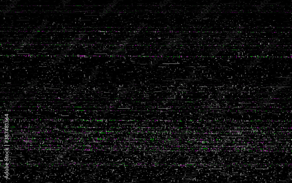 Glitch VHS template. Retro rewind tape. Old video noise with white