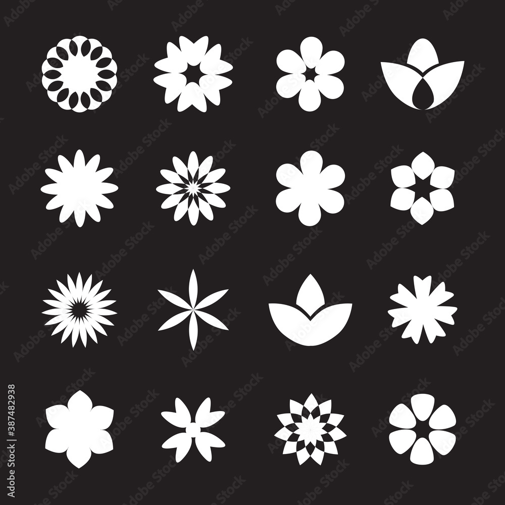Flower icon set - isolated on background. Collection of trendy flower ...