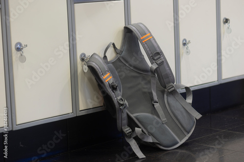 backpack in locker rooom photo