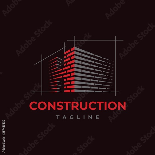 Brick work with letter H  illustration. Home build symbol logo design vector template. 