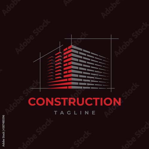 Home build symbol logo design vector template. Brick work with letter W  illustration