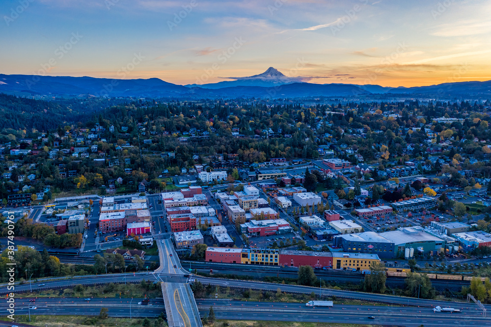 Hood River Oregon Aerial - Fall