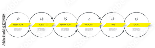 Vector Infographic design template with icons and 6 options or steps. Can be used for process diagram, presentations, workflow layout, banner, flow chart, info graph.